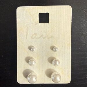 I Am Jewelry Large Pearl Stud Earring Set of 3